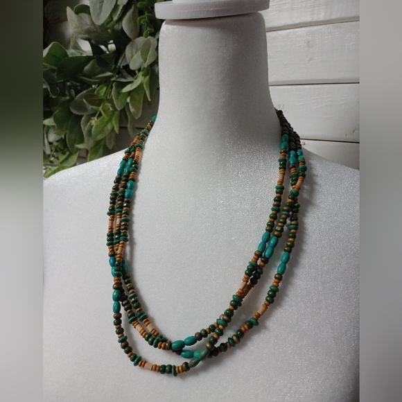 Handmade Wooden Bead Turquoise Southwestern Style Necklaces (3) - Picture 2 of 8